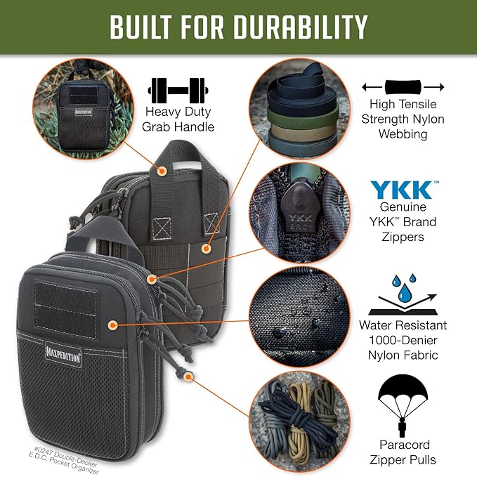 MAXPEDITION Double-Decker Pocket Organizer, Tactical Tool Pouch for Organization, EDC Pouch for Everyday Carry