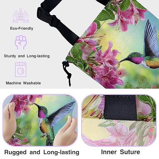 Car Trash Bag Hummingbird with Hibiscus Car Trash Bin Leakproof Waterproof Car Trash Can for Back Seat, Foldable Car Garbage Bag with Adjustable Straps and Drawstring for Car Accessories