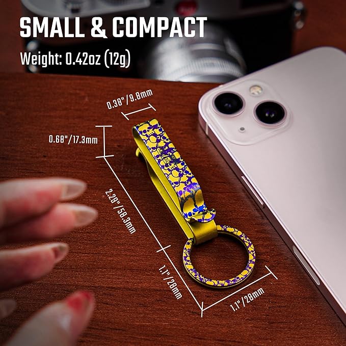KeyUnity KM00 Titanium Belt Loop Keychain Clip Double Side Quick Release Key Holder with Detachable Key Ring
