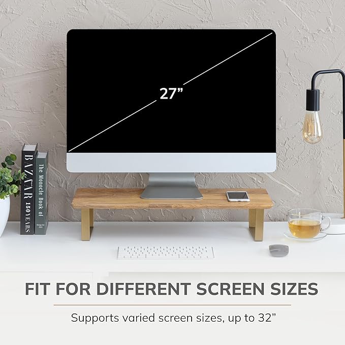 Anji Mountain Monitor Stand - Desktop Organizer & Laptop Riser, Ergonomic Monitor Riser, Space-Saving Monitor Stand for Desk, Durable Construction, Easy Assembly, Ideal for Home & Office,Natural
