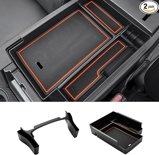 Autorder 2PCS Center Console Organizer for 2010-2024 Toyota 4Runner Accessories Armrest Storage Box Secondary Insert Tray Gear Shift Organizer Tray with Anti-Slip Mat