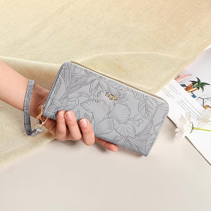 RNIEGA Wallet for Women Clutch Double Zip Around Credit Card Holder Leather Women's Wallet Large Capacity