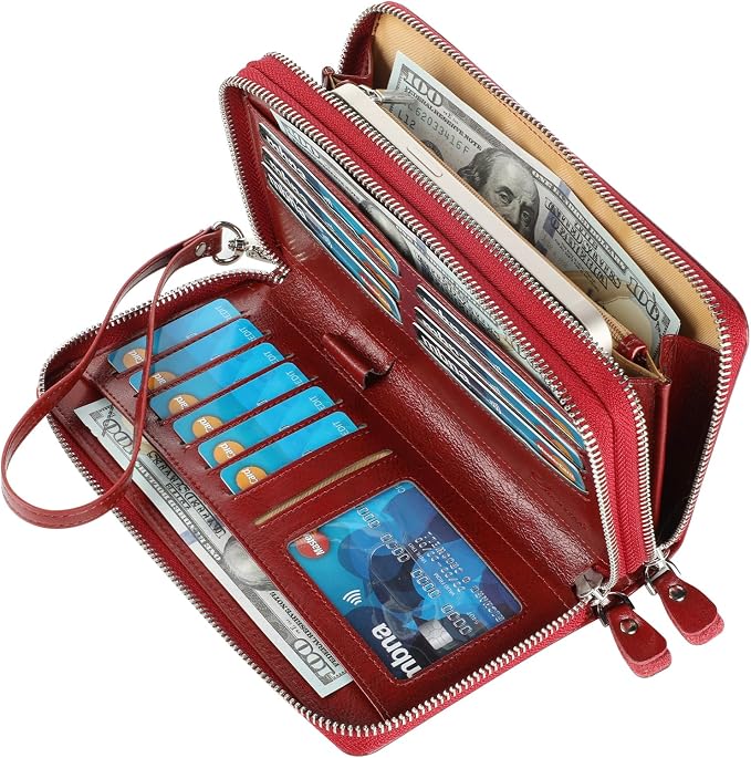 Lavemi Small Compact Women Wallet RFID Blocking Genuine Leather Bifold Purse with ID Windows