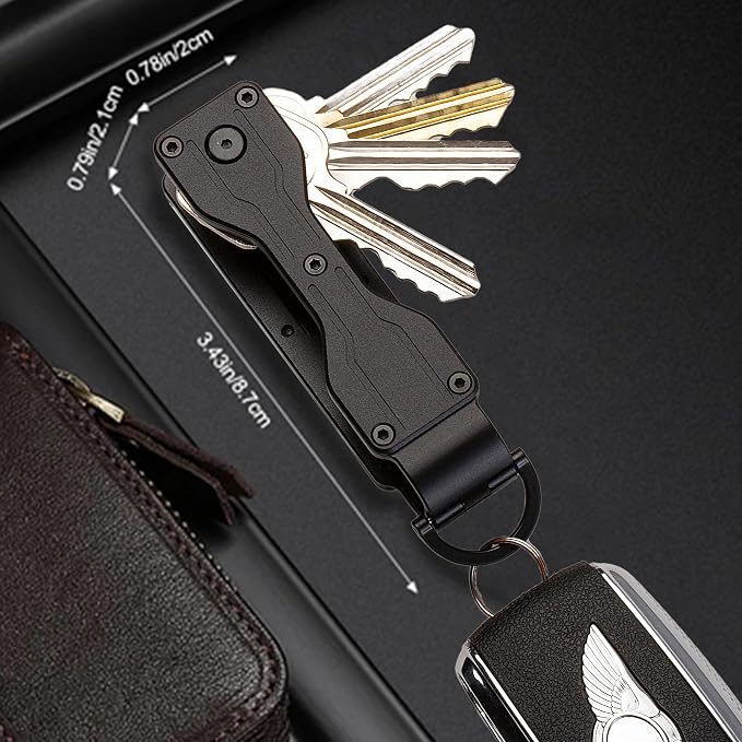Compact Metal Key Organizer Minimalist Key Holder Secures 1-5 Keys | Durable solid metal key case, slim pocket design, safely holds up to 5 keys, lightweight portable daily keychain accessory
