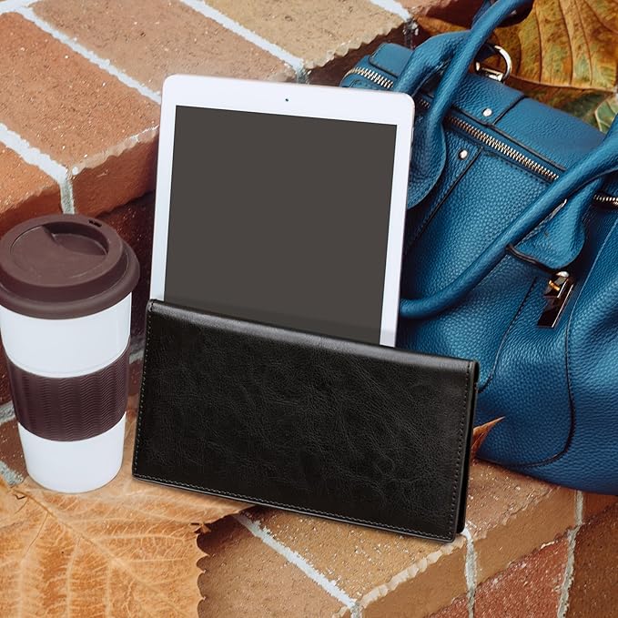 CoBak Checkbook Cover - RFID Blocking, Classic Design for Personal and Business Checks, Slim Durable PU Leather Case