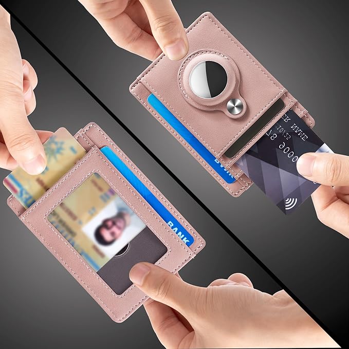Hawanik Slim Minimalist Front Pocket Air Tag Wallet, RFID Blocking Card Holder Wallet with Airtag Holder