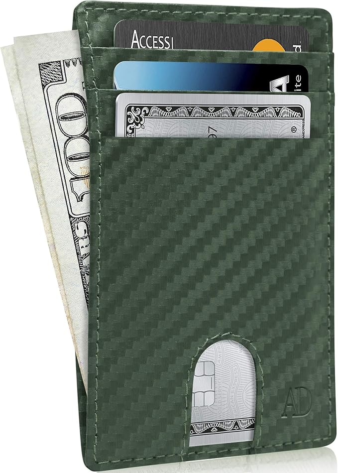 Access Denied REAL LEATHER Slim Minimalist Mens Wallet - Thin Front Pocket RFID Credit Card Holder Wallets For Men Holiday Gifts For Him