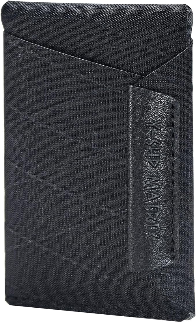 Y-SHP MATRIX Slim Minimalist RFID Blocking Wallet - Ultra Slim Credit Card Holder for Front Pocket (3.9"x2.6") Lightweight Travel & EDC(Xply-Black)