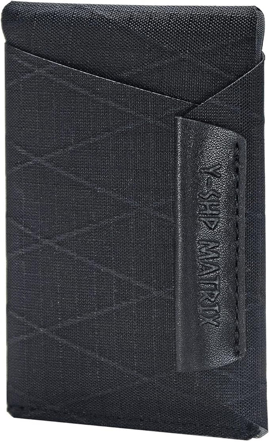 Y-SHP MATRIX Slim Minimalist RFID Blocking Wallet - Ultra Slim Credit Card Holder for Front Pocket (3.9"x2.6") Lightweight Travel & EDC(Xply-Black)