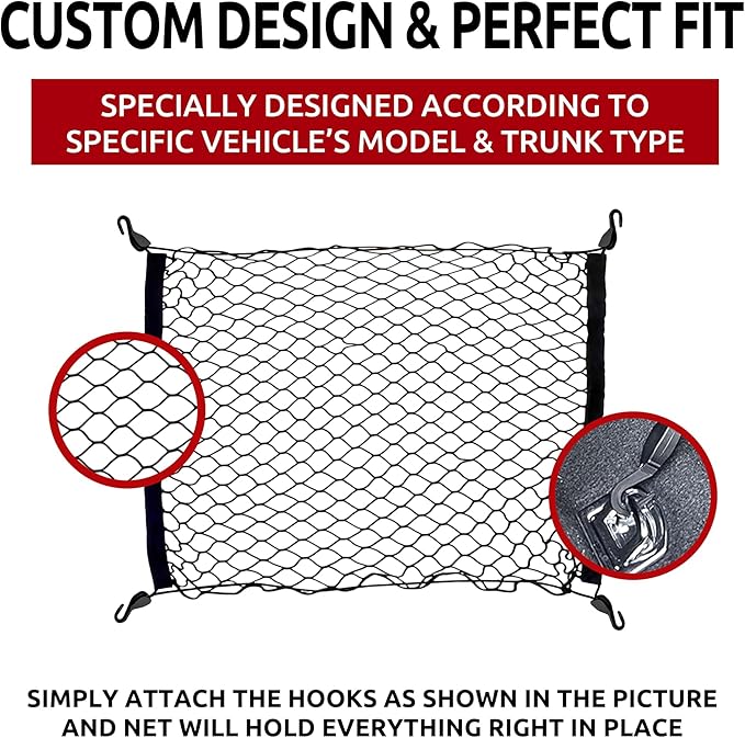 Floor Style Automotive Elastic Trunk Mesh Cargo Net for Audi A6 and S6 2018-2023, Premium Car Organizer & Trunk Storage Solution, Secure Luggage Net for Sedans, Heavy-Duty Cargo Net by TrunkNets