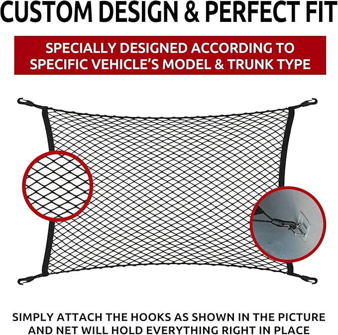 Floor Style Automotive Elastic Trunk Mesh Cargo Net for Kia Sportage LX EX SX 2023-2025 - Premium Trunk Organizer and Storage - Luggage Net for Crossover - Best Car Organizer for Kia Sportage