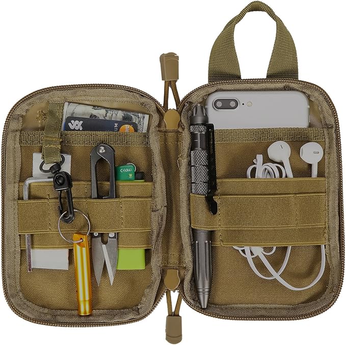IronSeals Tactical Molle EDC Pouch Utility Tool Pouch Compact Pocket Organizer Pouch with US Flag Patch