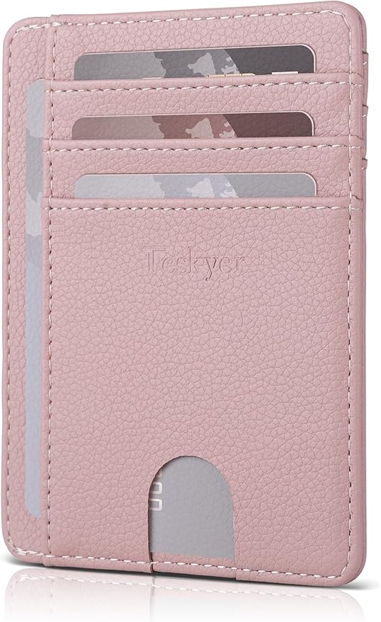 Teskyer Slim Wallet for Men, Minimalist Front Pocket RFID Blocking Leather Wallet Credit Card Holder for Men & Women