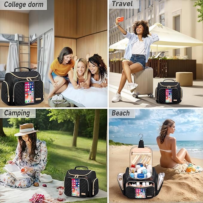 Tealari Large Toiletry Bag for Women Men,Bathroom Bag,Water Resistant Shower Bag,Makeup Bag,Portable Shower Caddy for College Dorm,Hanging Travel Toiletry Bag with Transparent Waterproof Phone Pocket