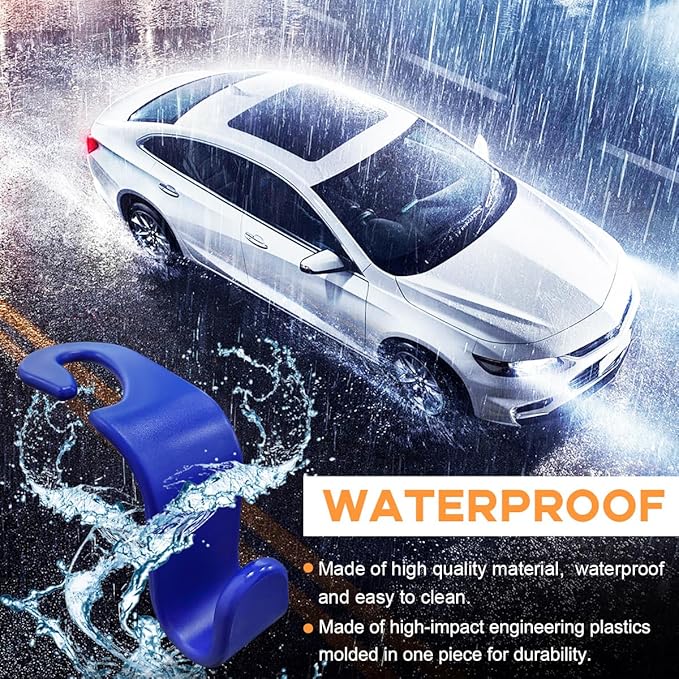 povtii 4PCS Car Seat Headrest Hook, Auto Back Seat Hanging Storage Organizer, Vehicle Seatback Hanger Holder for Purse Handbag Coat Umbrella, Universal Interior Car Accessories (Dark Blue)
