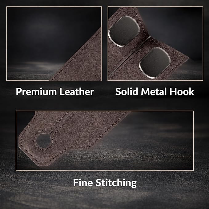 Premium Leather Car Headrest Hooks for Purses, 2 Pack Heavy Duty Car Seat Hooks, 360° Rotatable Back Seat Hanger Organizer, Metal Car Hooks for Bags, Groceries, Handbags (2, Brown)