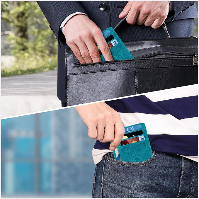 FINTIE Slim Minimalist Front Pocket Wallet, RFID Blocking Credit Card Holder Card Cases with ID Window for Men Women (Legacy Teal)