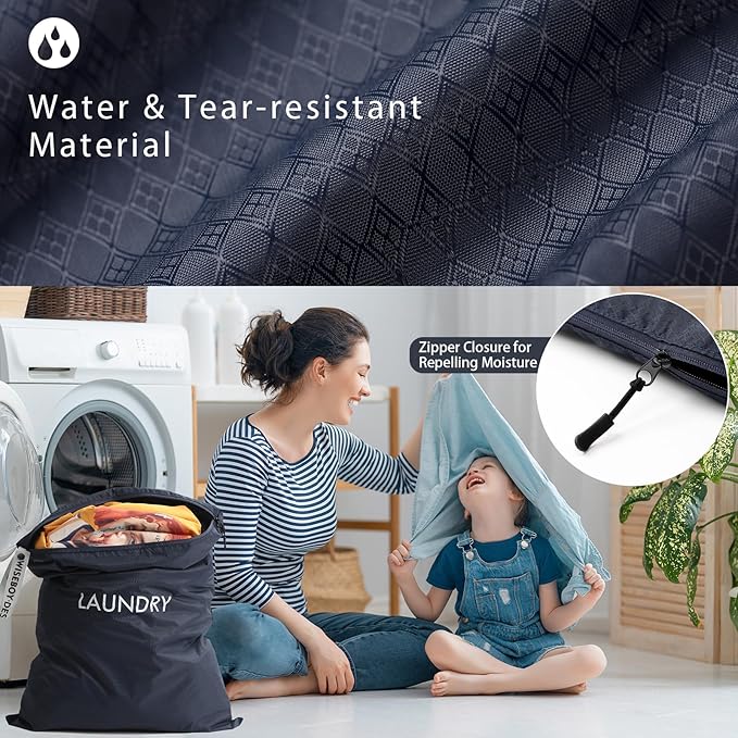 WiseBoy 2 Pack Laundry Bags, Travel Laundry Bag for Dirty Clothes, Washable Nylon Wet Dry Bag, Swimming Yoga Bathing Suit Workout Wet Dry Bags