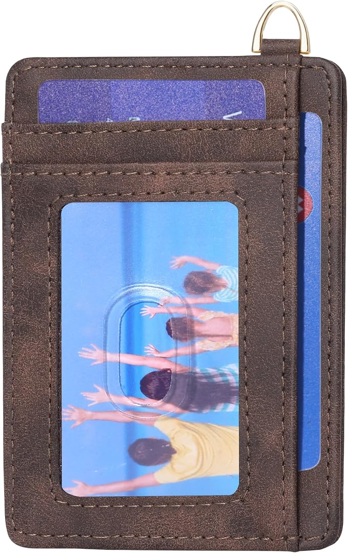 Badiya Credit Card Holder Slim Minimalist Wallet, Front Pocket Purse RFID Blocking Wallet Compact Card Case with ID Window for Women & Men