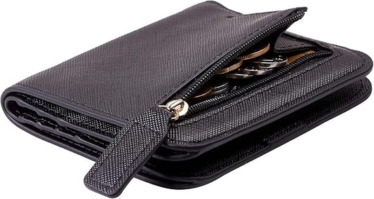 Toughergun Women’s Small Slim Leather Wallet with RFID Protection, Compact Bifold Mini Purse with Clear ID Window