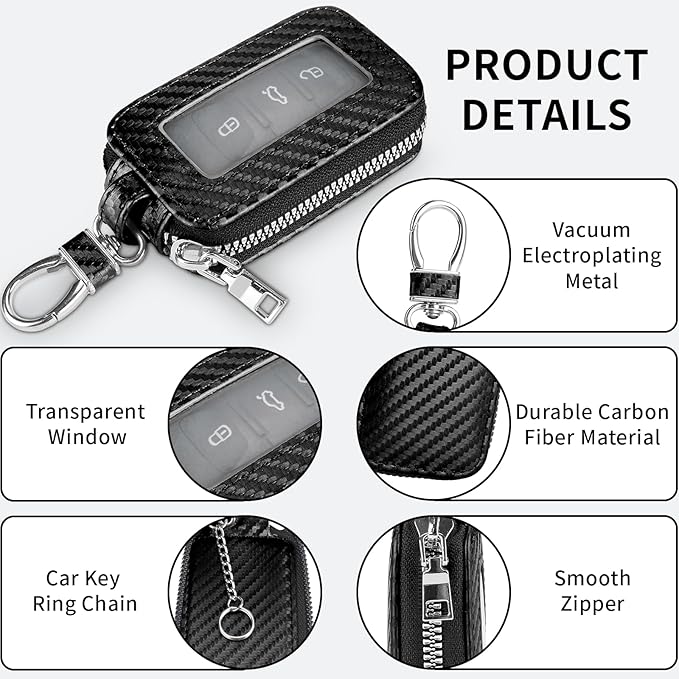 vvag Premium Car Key Fob Case Genuine Leather Car Smart Key fob Holder Car Remote Keychain Bag Universal