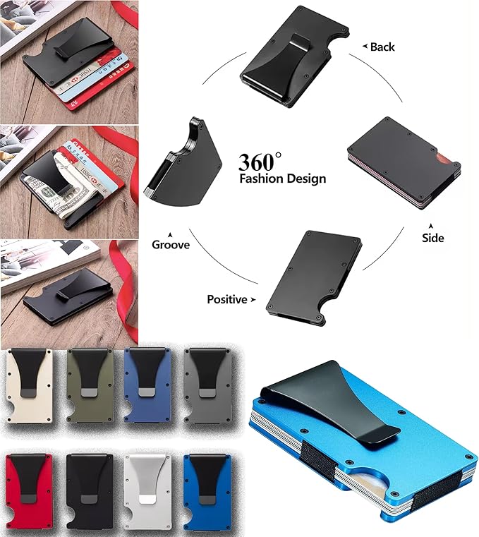 EDGE Metal Wallet for Men - Minimalist Slim Wallet - RFID Blocking Card Holder Money Clip, Smart Wallet - Aluminum Credit Card Holde Clip Turquoise
