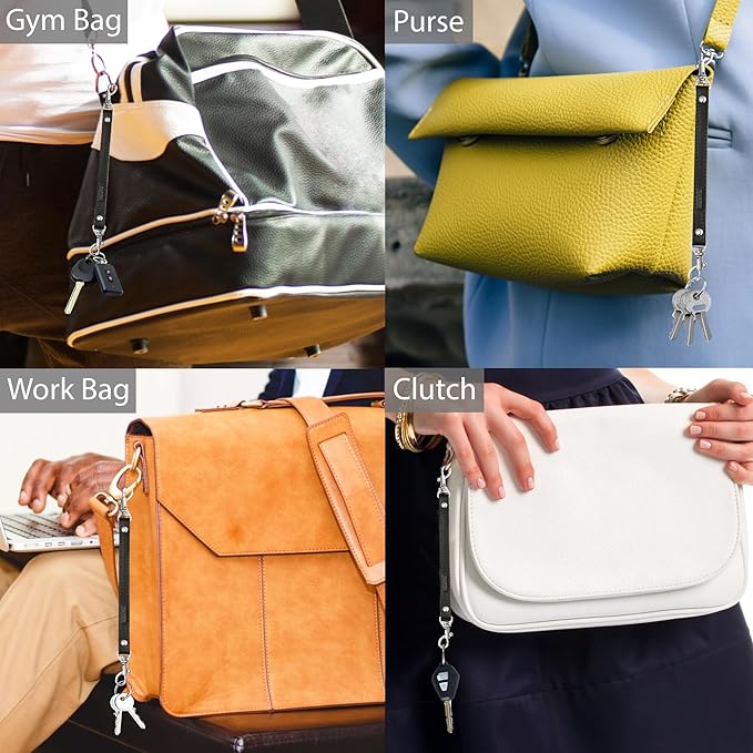 Alban Leather 2-Clip Strap for Wallet, Clutch, Wristlet Purse, Keys, Keychain for Women and Men