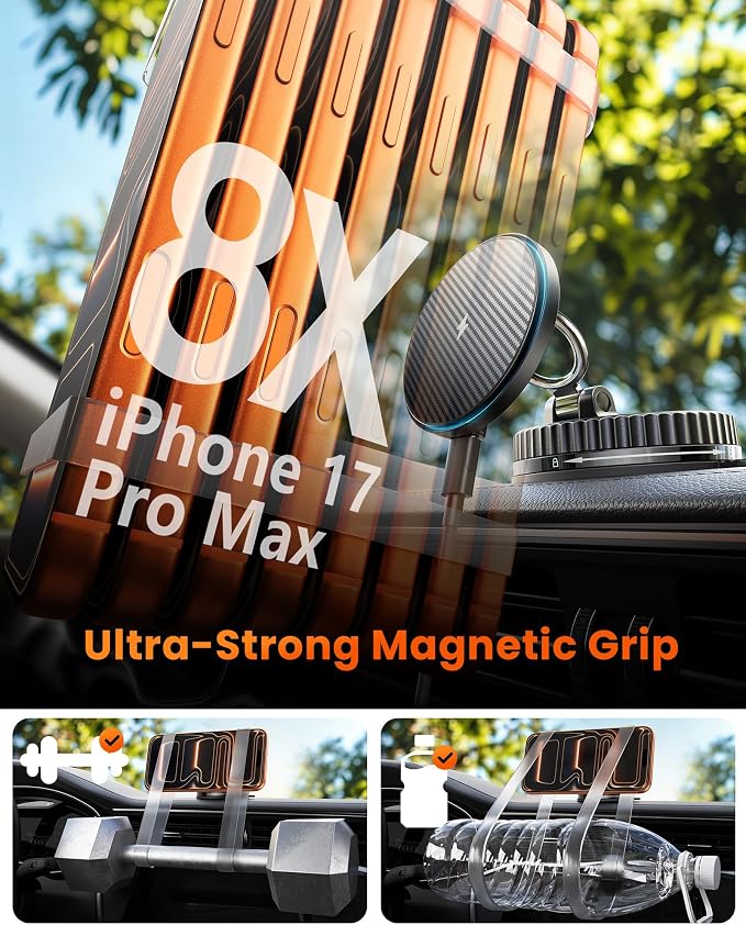 MagSafe Car Mount Charger 15W, Magnetic Wireless Car Charger [89+LBS Strong Suction, 2800gf Strong Magnetic] Car Phone Holder, Phone Holders for Your Car Accessories for iPhone 17-12, Samsung, Gifts