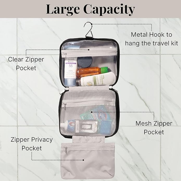 Baggallini Hanging Travel Toiletry Kit - Lightweight 6x10 Inch Makeup Bag