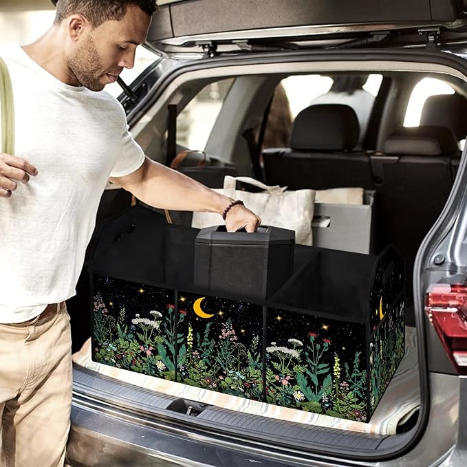 WildFlower 50L Waterproof Polyester Trunk Organizer Car Storage MultiCompartment Large Capacity Poket