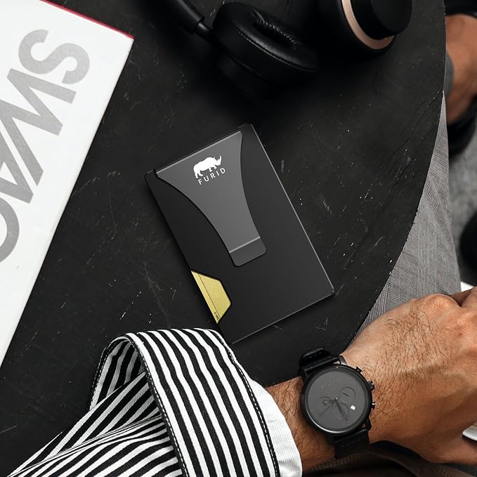 furid Minimalist Card Wallet for Men Slim: Rfid Metal Wallet with Money Clip Credit Card Holder - Gift for Man Husband at Brithday Stocking Stuffers