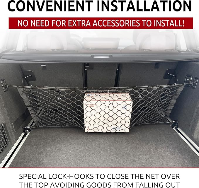 Envelope Style Automotive Elastic Trunk Mesh Cargo Net for BMW X3 Accessories 2017-2025 - Premium Trunk Organizers and Storage - Luggage Net for Crossover - Best Car Organizer for BMW X3