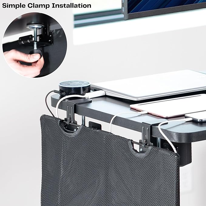 VIVO 24 Inch Clamp-on Privacy and Cable Management Organizer Sleeve, Wire Hider Kit Panel System, Desk Skirt, Black, DESK-SKIRT-24P