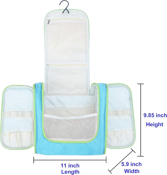 Freegrace Extra Large Hanging Toiletry Bag for Men and Women - Water-Resistant Nylon Travel Bathroom Organizer for Cosmetics, Makeup, and Toiletries