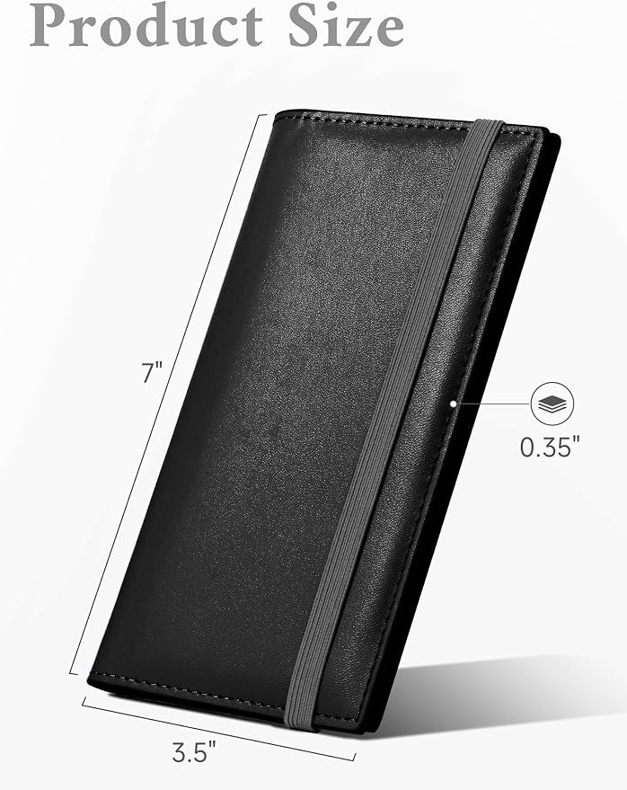 Zreal Checkbook Cover for Men and Women, Premium Vegan Leather Checkbook Holder for Top & Side Tear Duplicate Checks with RFID Blocking (Classic Black)