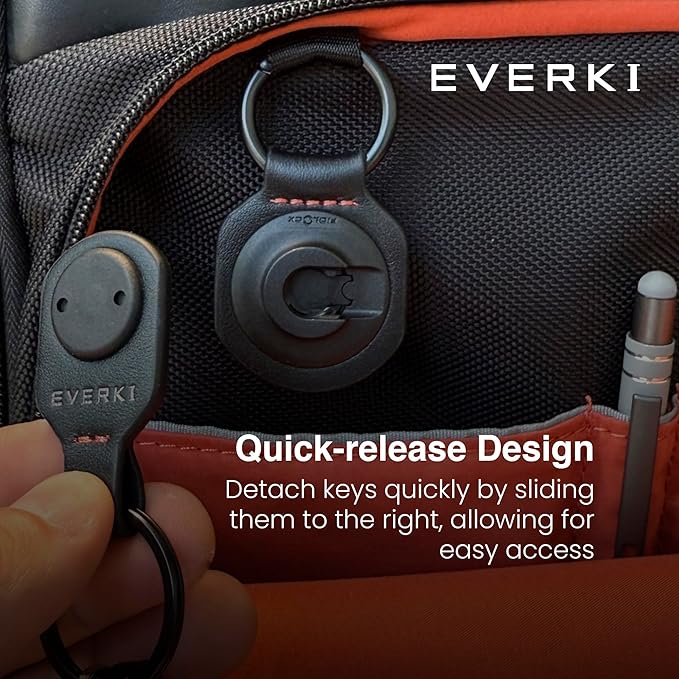 EVERKI Quick-Release Leather Keychain – Magnetic One-Hand Detachable Keychain, Secure Quick-Release Key Ring for Backpacks – Compact & Lightweight Design, Ideal Gift for Business Commuters & Travelers
