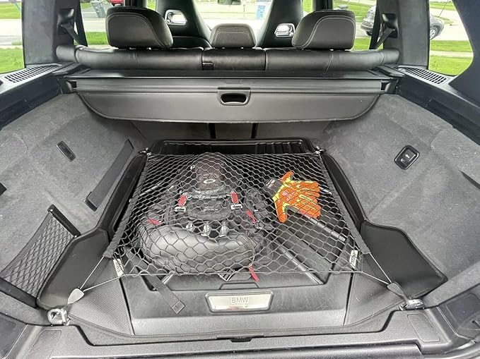 Rear Trunk Organizer Cargo Net for BMW X5 2007–2025 – Floor Style Cargo Net for SUV – Premium Mesh Elastic Car Trunk Organizer Vehicle Carrier Storage – Compatible with X5