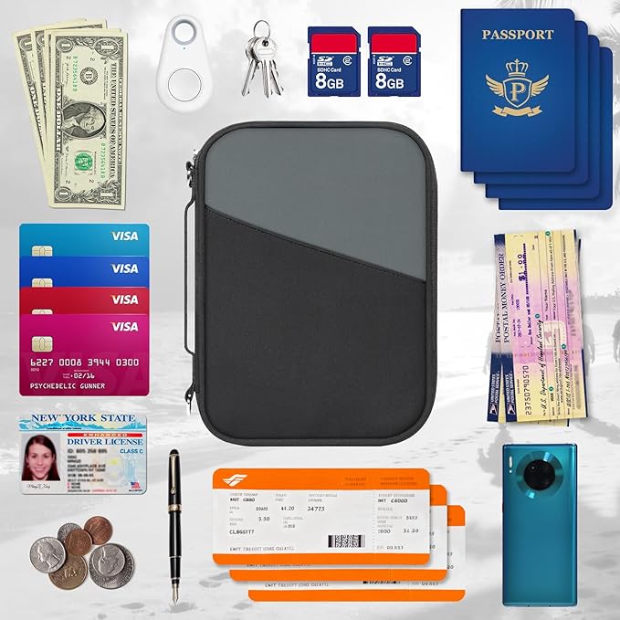 EcoVision Family Passport Holder for Travel with RFID Blocking, Traveling Essentials Organizer Pouch Bag, Light Passport Wallet for Travel Must Haves Accessories for Women Men