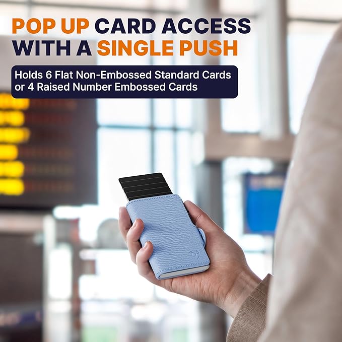 Conceal Plus Small RFID Pop Up Wallet for Women – Slim Minimalist Credit Card Holder (4-6 Card Capacity) – Compact Aluminum Metal Case with RFID Blocking Security Travel Wallet