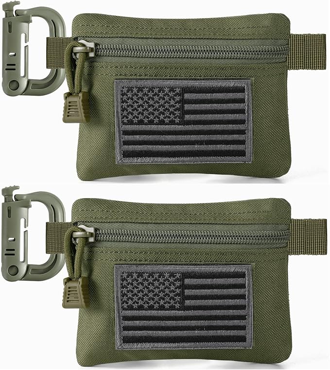 FRTKK 2 Pack Tactical Compact EDC Pouches Military Molle Utility Pouch Accessories Organizer Pouch Coin Purse Keychain Pocket Credit Card Holder Waist Pack