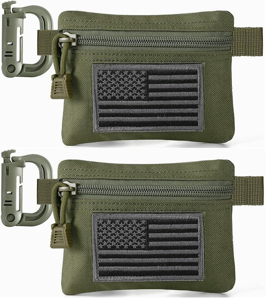 FRTKK 2 Pack Tactical Compact EDC Pouches Military Molle Utility Pouch Accessories Organizer Pouch Coin Purse Keychain Pocket Credit Card Holder Waist Pack
