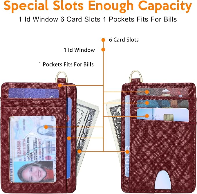 Badiya Credit Card Holder Slim Minimalist Wallet, Front Pocket Purse RFID Blocking Wallet Compact Card Case with ID Window for Women & Men