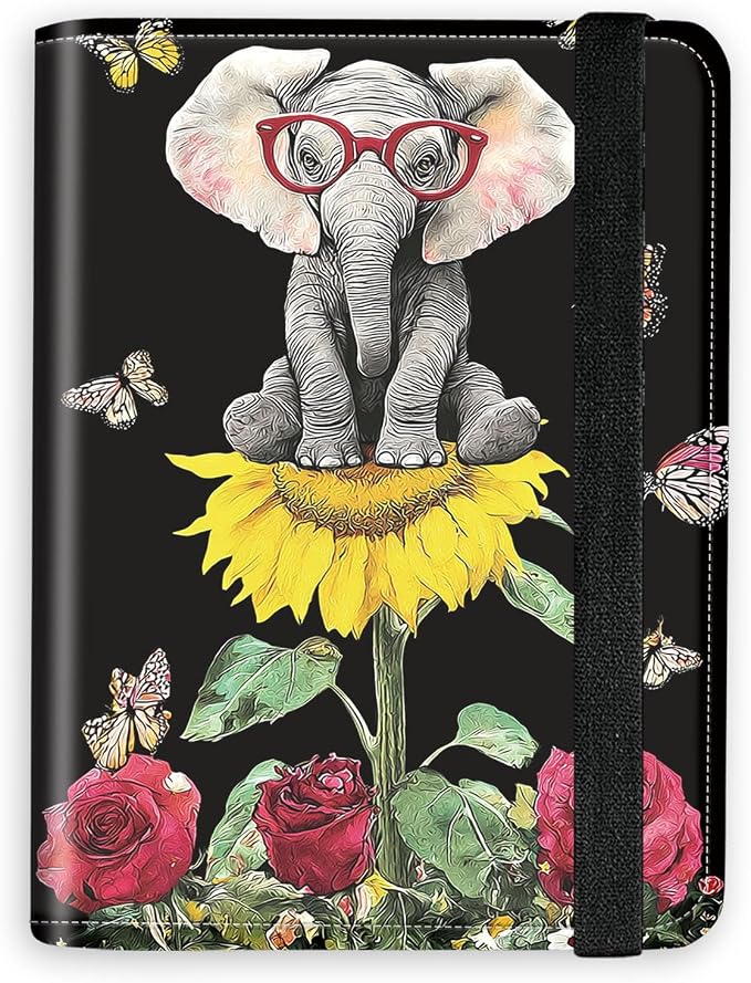 [Elephant with Glasses Ultra-Slim Passport Holder Wallet with Pen Loop, RFID Blocking Faux Leather Travel Passport Cover, Compact Boarding Pass & Card Case Organizer for Women & Men