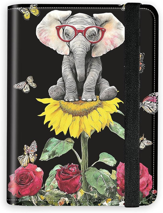[Elephant with Glasses Ultra-Slim Passport Holder Wallet with Pen Loop, RFID Blocking Faux Leather Travel Passport Cover, Compact Boarding Pass & Card Case Organizer for Women & Men