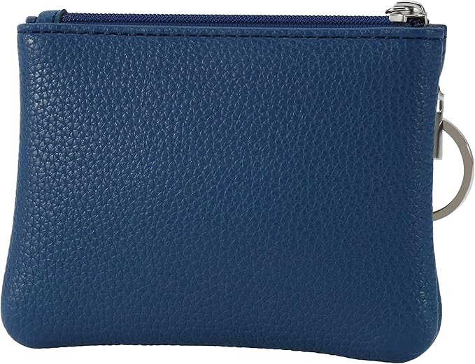 Chelmon 2 Pack Coin Purse Pouch Change Card Holder Wallet with Keychain for Women and Men (Blue & Blue)