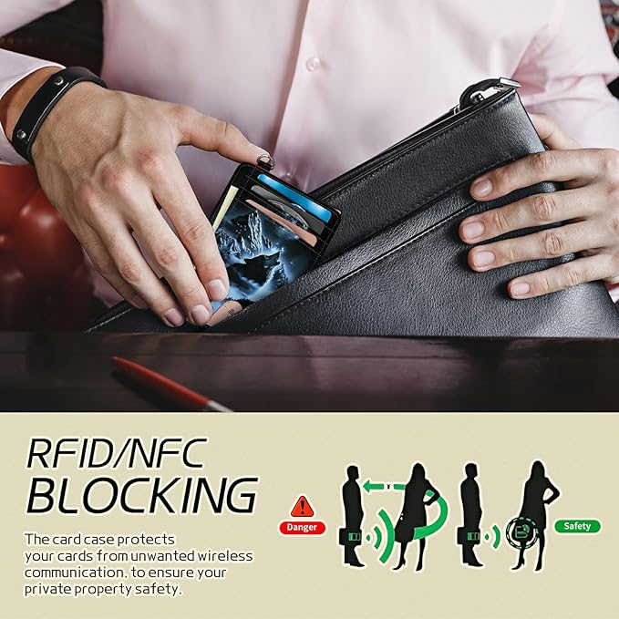 Small Travel Wallets, Abstract Lone Wolf Slim Minimalist Front Pocket Wallet with Wristlet, RFID Blocking PU Leather Credit Card Holder with ID Window Change Purse for Men Women