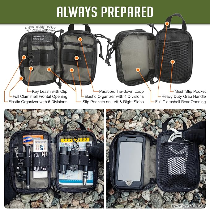 MAXPEDITION Double-Decker Pocket Organizer, Tactical Tool Pouch for Organization, EDC Pouch for Everyday Carry