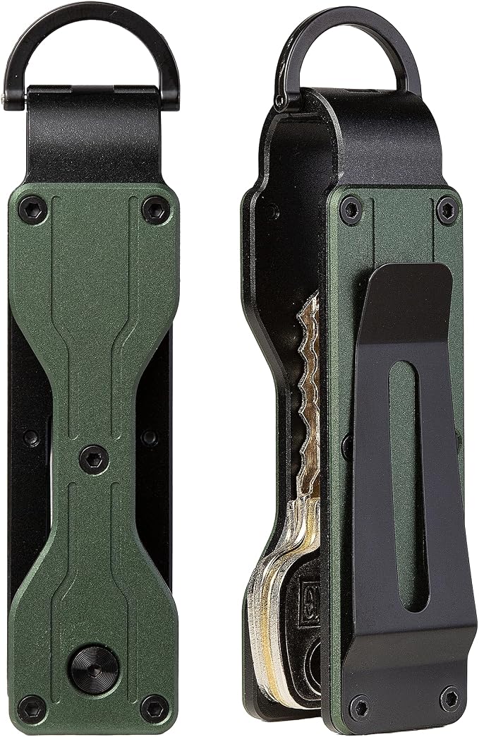 Compact Metal Key Organizer Minimalist Key Holder Secures 1-5 Keys | Durable solid metal key case, slim pocket design, safely holds up to 5 keys, lightweight portable daily keychain accessory