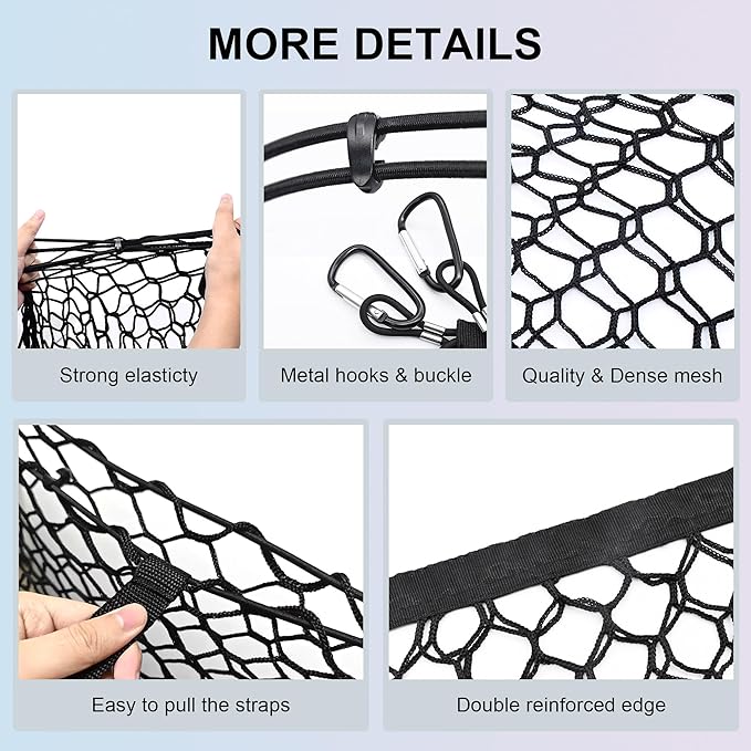 Envelope Style Truck Cargo Net Compatible with Toyota Tacoma 2005-2024, Highly Elastic Truck Bed Net for Tacoma Accessories, Upgraded Storage Bag & 4.5mm Bungee