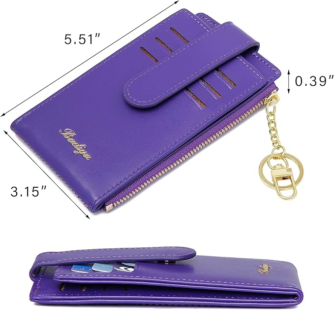 Badiya Slim Women Wallet RFID Blocking Bifold Compact 9 Card Slots Holder Wallets Soft Leather with Zipper Coin Pocket 2 ID Window